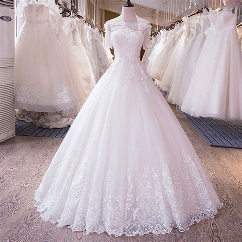 Romantic Off Shoulder Princess A Line White Wedding Dress Lace Bridal