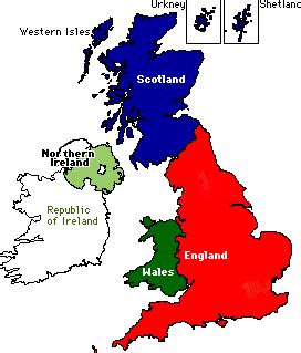 Map of the united kingdom (uk) and its three constituent countries, england, scotland, and wales, and the province of northern ireland on the island of ireland, neighboring countries with international borders, the national capital london, country capitals, major cities, main roads, and major airports. Learn English Online - Lesson 3 - People, Places ...