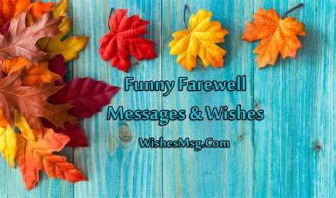 You can use our example messages listed above, but you might want to add something. Funny Farewell Messages - Humorous Goodbye Quotes - WishesMsg