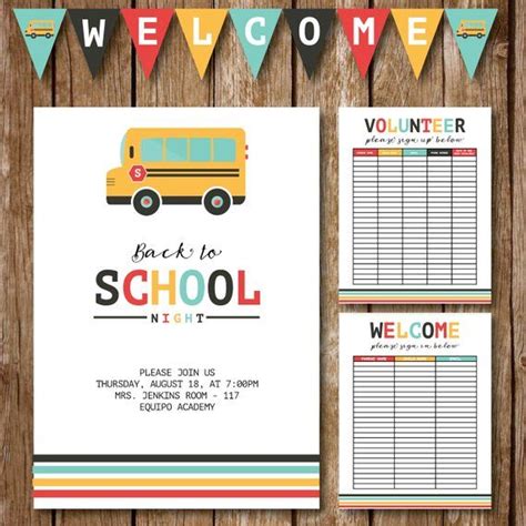 Back To School Night Invite Volunteer Sign Up Sheet Etsy Back To