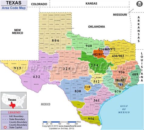 Texas Area Codes Map Of Texas Area Codes Texas Texas Map Area Codes