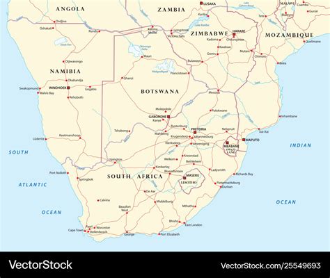 Road Map Southern Africa Royalty Free Vector Image
