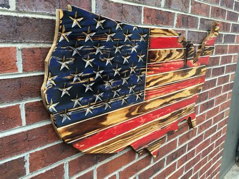 Rustic Engraved Wooded American Flag