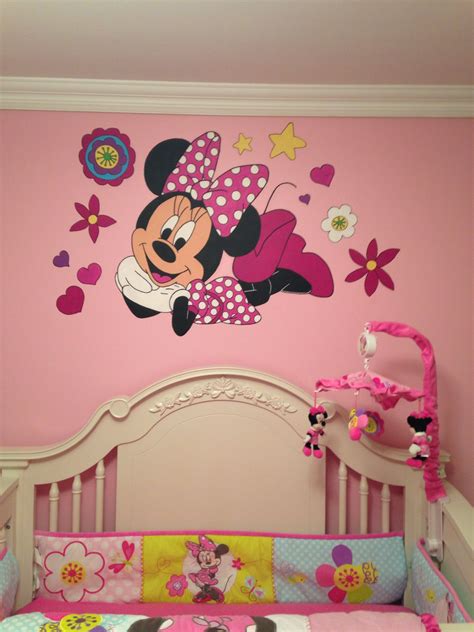 Minnie Mouse Mural In Baby Nursery Baby Nursery Themes Baby Bedroom