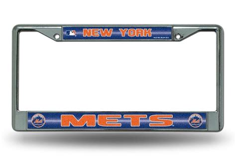 New York Mets Mlb Bling Chrome License Plate Frame Car License Plate
