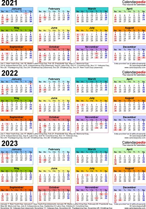 2021 is scheduled to host most major events that were originally scheduled for 2020, including the eurovision song contest. 3 Year Calendar 2021 To 2023 | Calendar Printables Free Templates