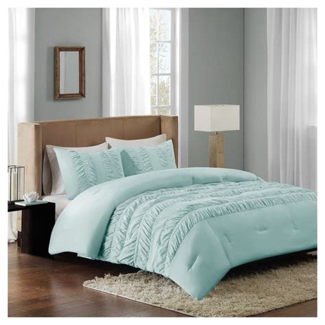 Deanna Pieced Comforter Set Twin Aqua Blue Comforter Sets King