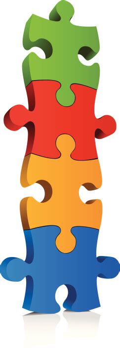 Multicolored Connected Jigsaw Puzzle Pieces Stock Illustration