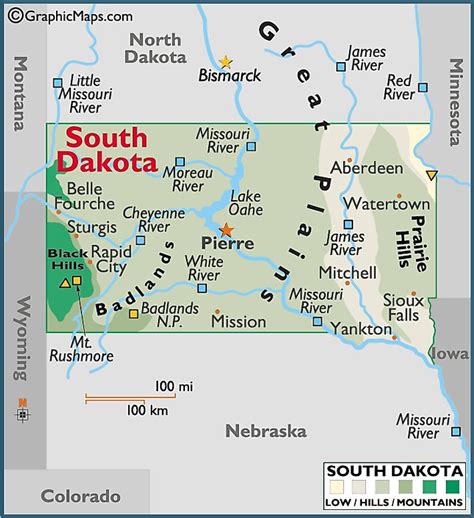 South Dakota Large Color Map