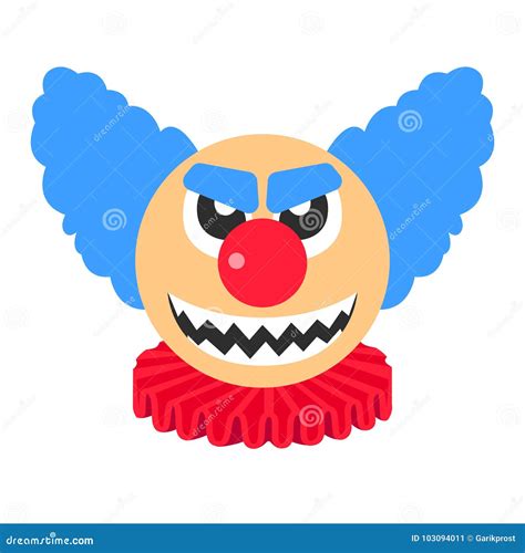 Clown Angry Cartoon With Blue Hair And Sharp Teeth Stock Illustration