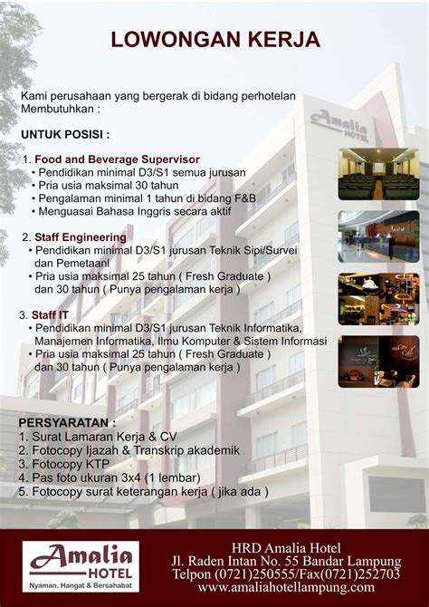 Offering quality accommodations in the shopping, business, culture district of cirebon, cordela hotel is a popular pick for both business and leisure travelers. CCED Universitas Lampung | Lowongan Amalia Hotel
