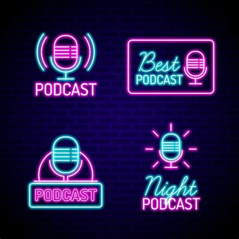 Free Vector Neon Podcast Logo Collection