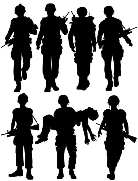Soldiers Silhouettes Vector Set 04 Free Download