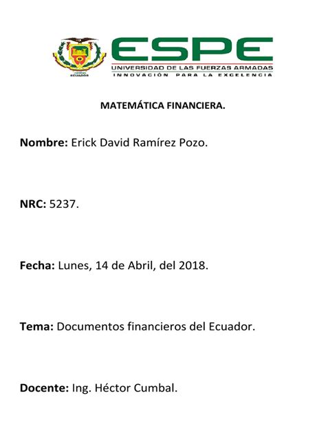 Documentos Financieros Del Ecuador Pdf Cheque Pagaré