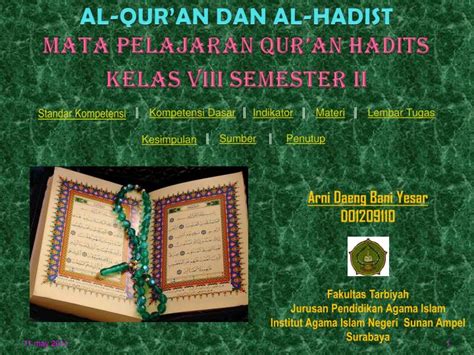 Garis besar materi kelas 7 k13. Materi Pembelajaran Quran Hadits Mts - Tahun Ajar