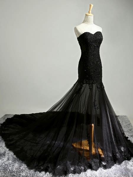 Black Gothic Lace Mermaid Wedding Dress