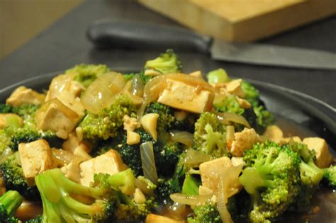 I bet it would be great if you skipped the tofu and sweet potatoes, broccoli and tofu: Vegan Chinese Broccoli and Tofu in Garlic Sauce Recipe