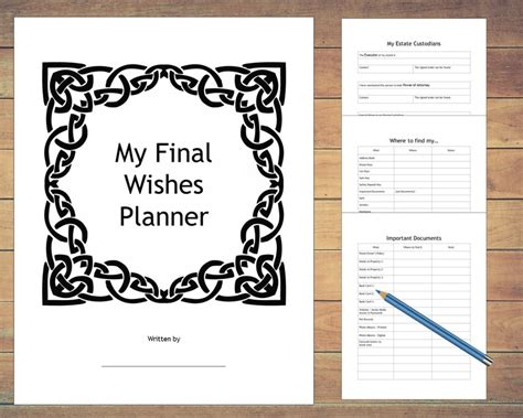 My Final Wishes Planner 85 X 11 Us Letter Size Pdf Etsy