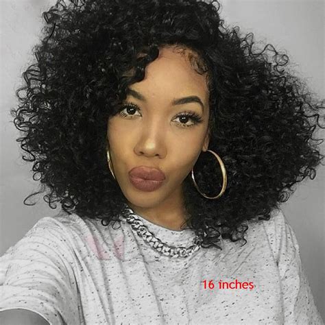 Good Remeehi Glueless Lace Wigs Human Hair Medium Length Brazilian Kinky Curly Lace Front Wig