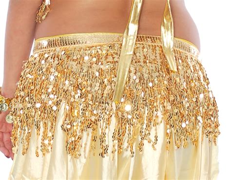 Sequin Fringe Gold Metallic Hipscarf Belly Dance Belt