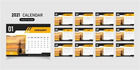 Plantilla De Calendario Abstracto 2021 Vector Premium