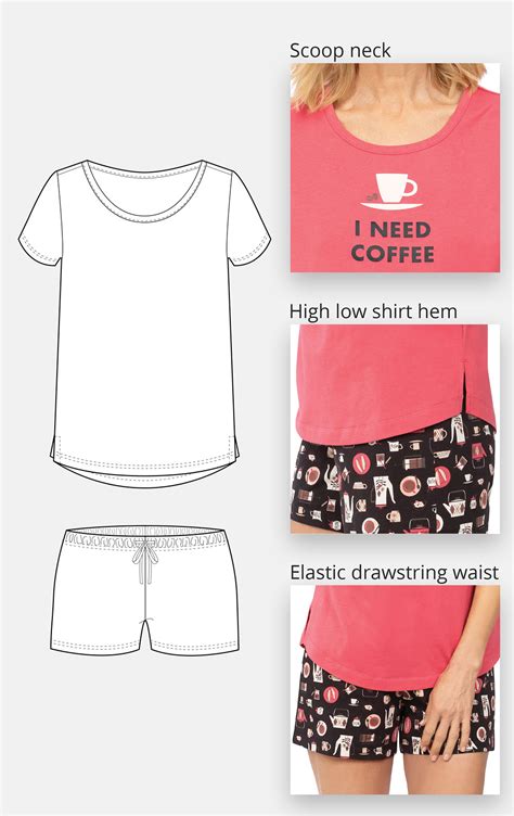Coffee Lover Short Set In Cotton Pajamas For Women Pajamas For Women Pajamagram
