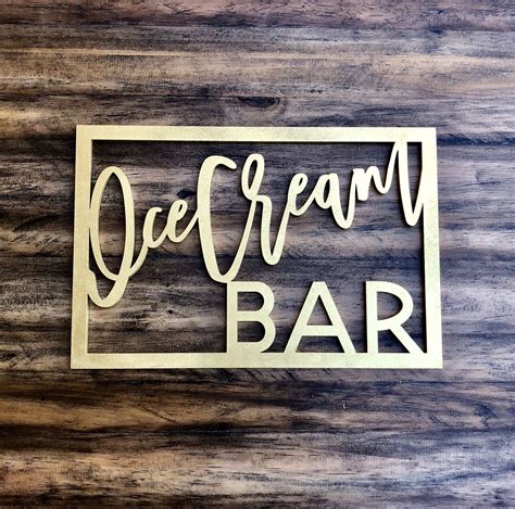 Shown Ice Cream Bar Table Sign In Metallic Gold