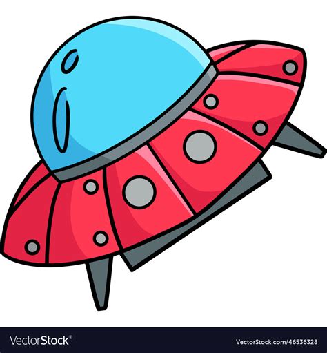Ufo Spaceship Cartoon Colored Clipart Royalty Free Vector