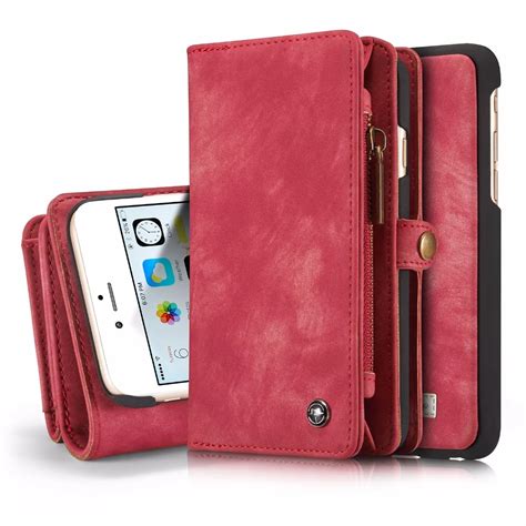 For Iphone 6 6s Wallet Case Magnetic 2 In 1 Detachable Genuine Leather