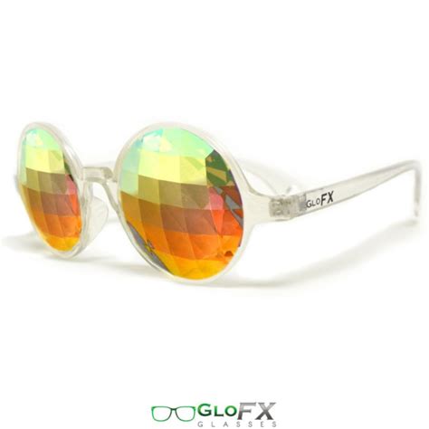 glofx clear kaleidoscope glasses bug eye rainbow flat back outdoor fun shop