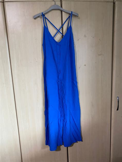 Auth Topshop Royal Blue Cross Back Butoin Down Sexy Dress Women S Fashion Dresses Sets