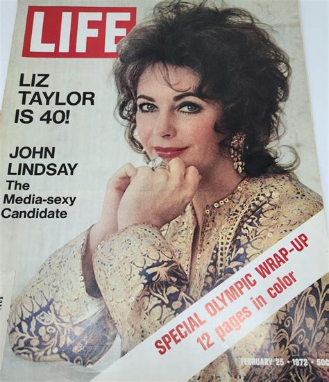 Vintage Life Magazine Liz Taylor Is 40 John Lindsay The Etsy