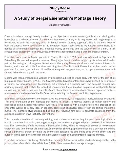A Study Of Sergei Eisensteins Montage Theory Free Essay Example