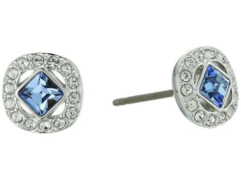 New Swarovski Brand Blue White Crystal Angelic Pierced Stud Earrings