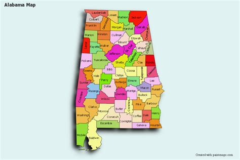 Create Custom Alabama Map Chart With Online Free Map Maker Color
