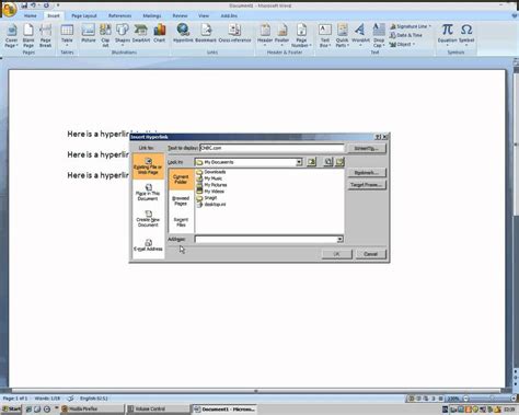 How To Create A Hyperlink In An Ms Word 2007 Document Youtube