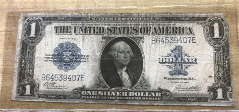 1923 Silver Certificate Large One Dollar United States Currency Blue