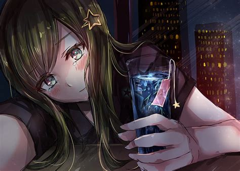 1080p Free Download Anime Original Building Drink Girl Star
