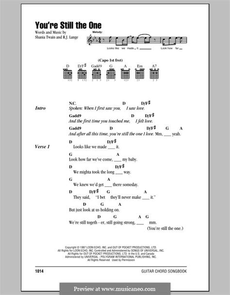 Lyrics © bmg rights management, ole media management lp. You're Still the One by R.J. Lange, S. Twain - sheet music ...