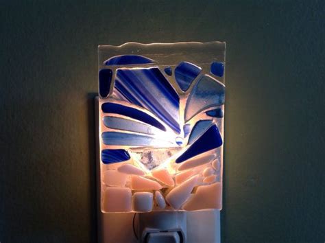 Fused Glass Abstract Beachy Beach Mosaic Night Light Etsy Unique