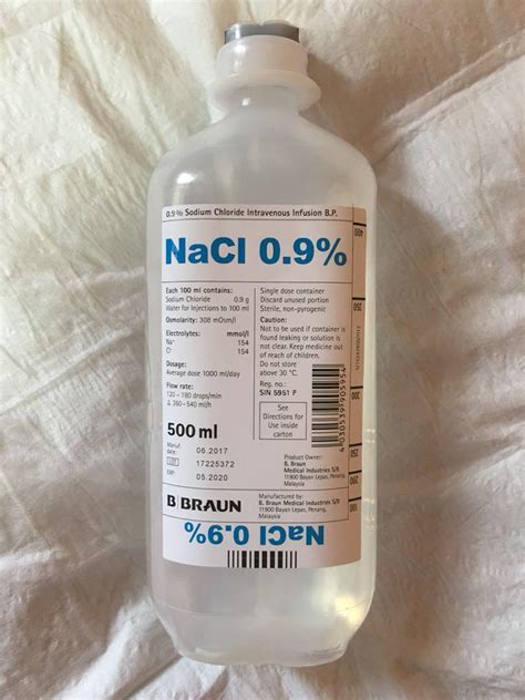 Nacl 09 Sodium Chloride Intravenous Braun Intrafix Primeline