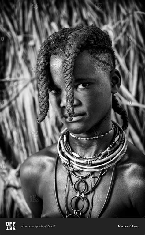 Namibia Africa 53014 Black And White Portrait Of Young Himba Girl