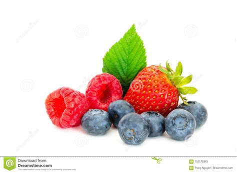 Studio Shot Mixed Berries Isolated On White Stock Image Image Of