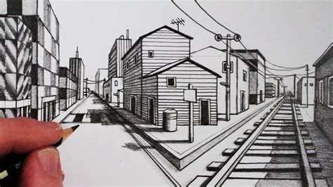 How To Draw Road And Railway In 1 Point Perspective Narrated Step By
