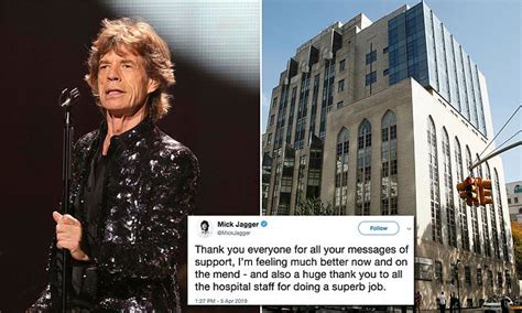 Mick Jagger 75 Tweets That He Is Feeling Much Better After