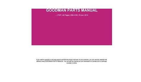 Goodman parts manual by xww68 - Issuu