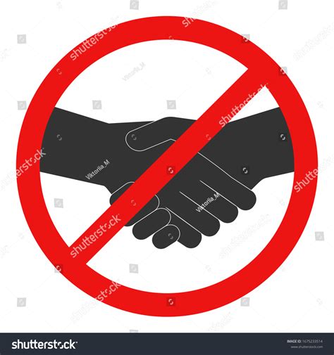 Red Sign Prohibiting Handshakes Vector Illustration Stock Vector
