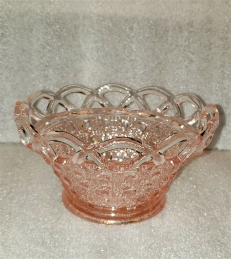Vintage Pink Depression Glass Lace Pattern With Diamond Cut Small Bowl Antique Price Guide