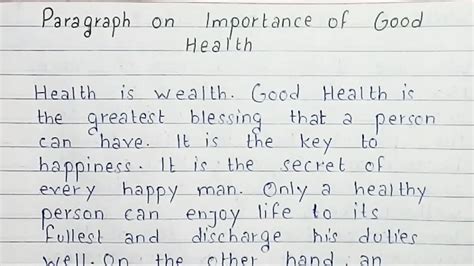 Write An Short Essay On Importance Of Good Health Paragraph English