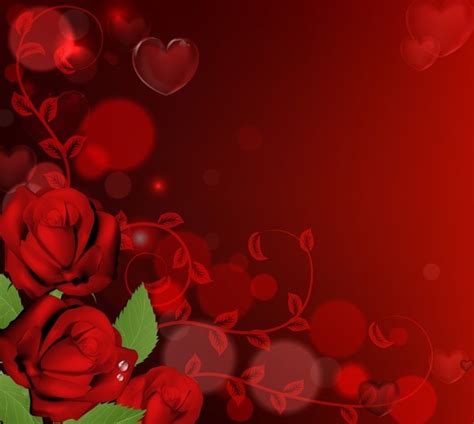 Free Vector Red Roses With Heart Background Titanui